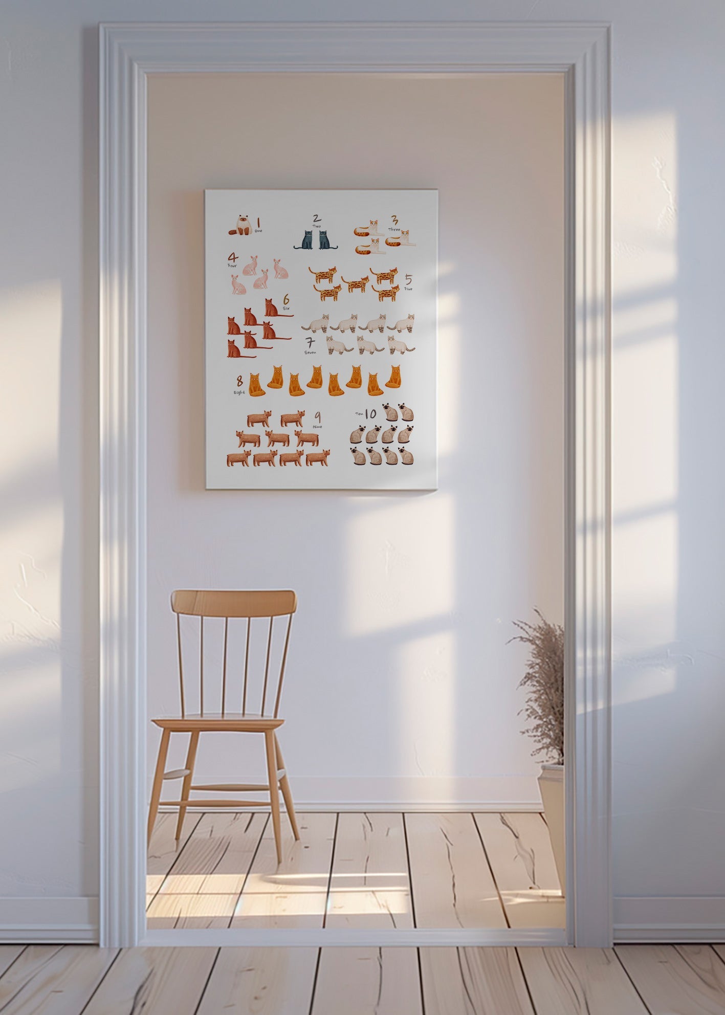 Lámina infantil con números y gatos ilustrados – Canvas