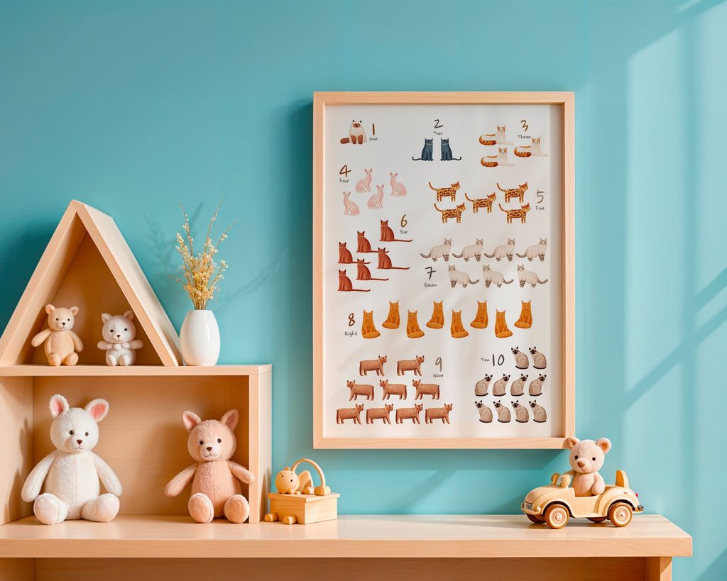 Lámina infantil con números y gatos ilustrados – Product2