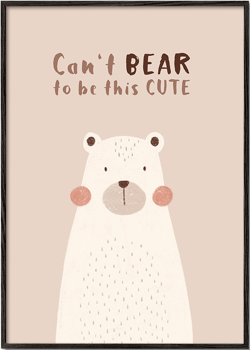 Lámina infantil: oso beige sonriente – Black Frame