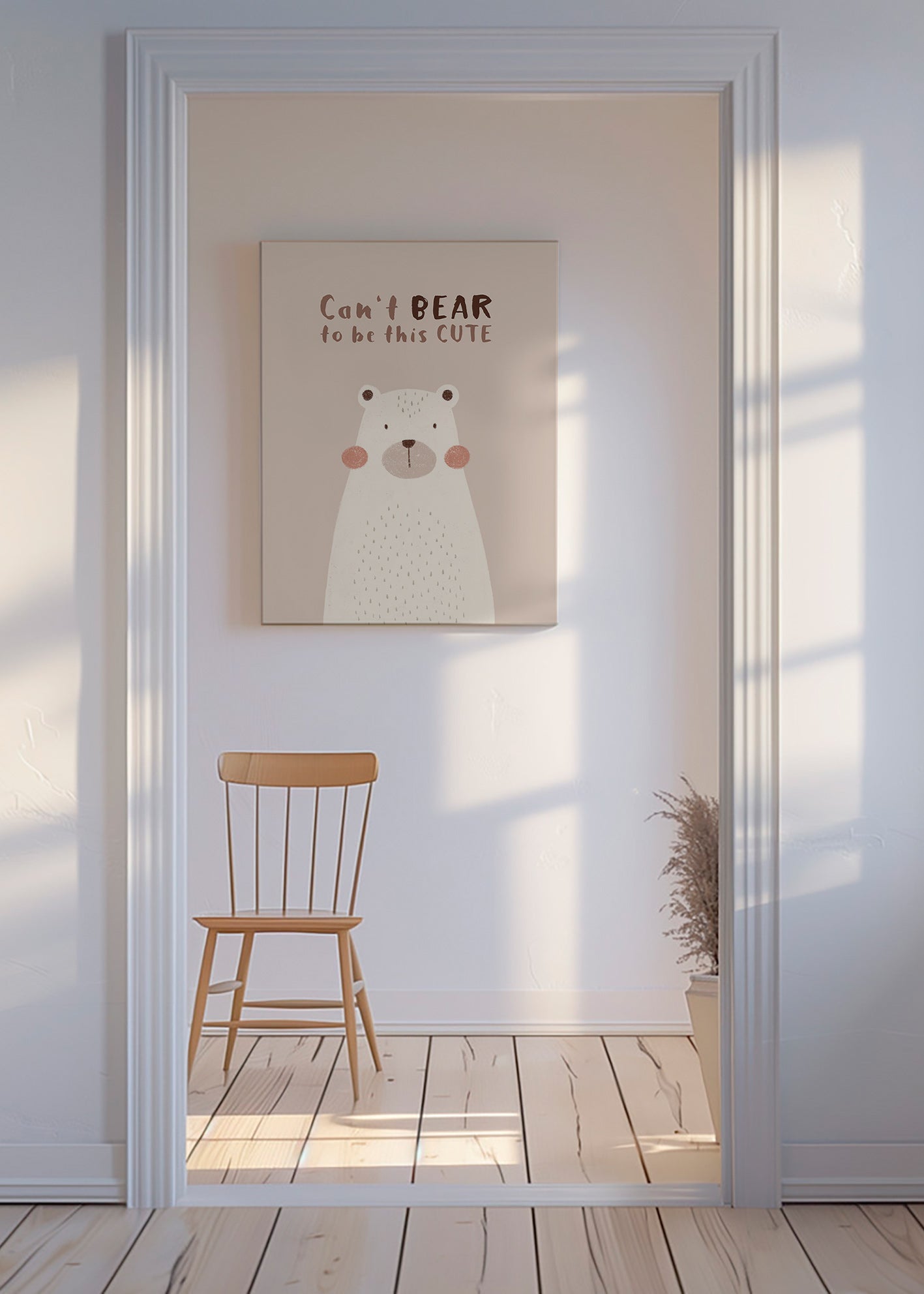 Lámina infantil: oso beige sonriente – Canvas