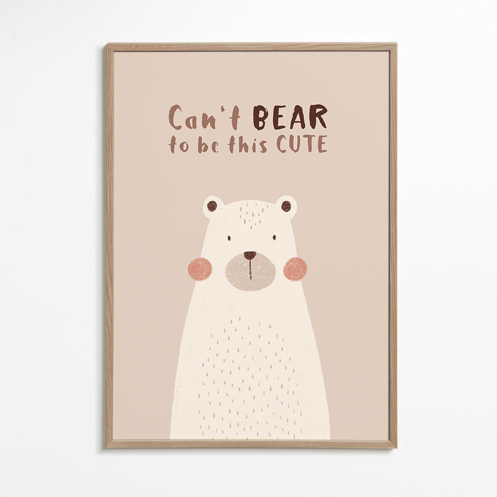 Lámina infantil: oso beige sonriente – Oak Frame
