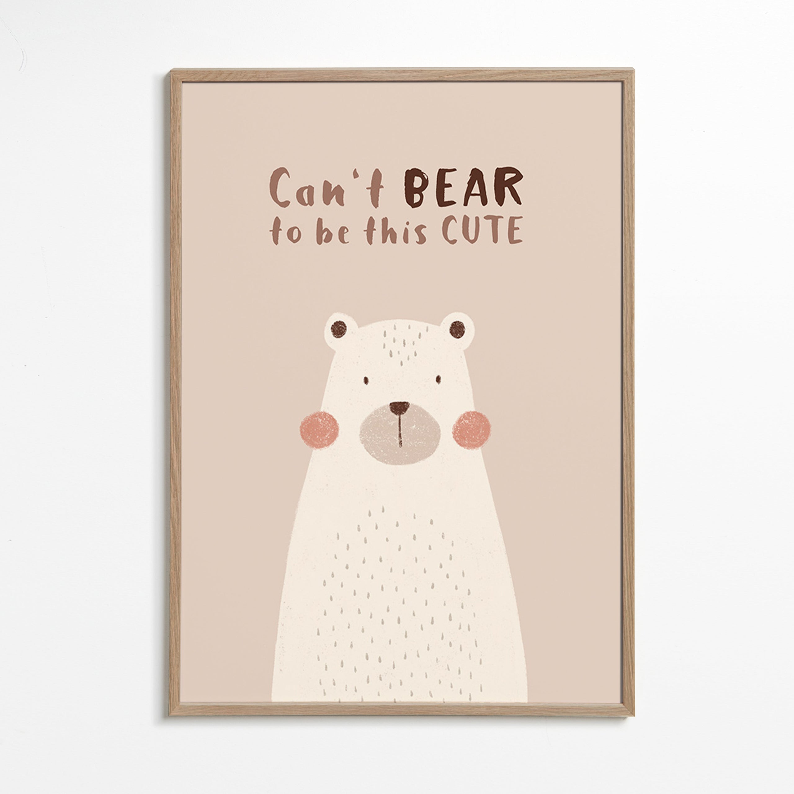 Lámina infantil: oso beige sonriente – Oak Frame