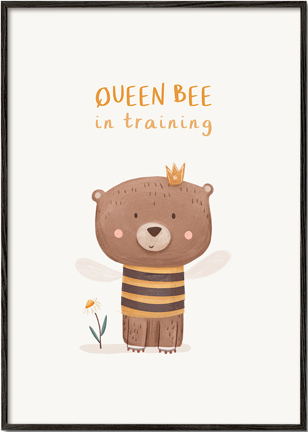 Lámina infantil con oso abeja – Black Frame