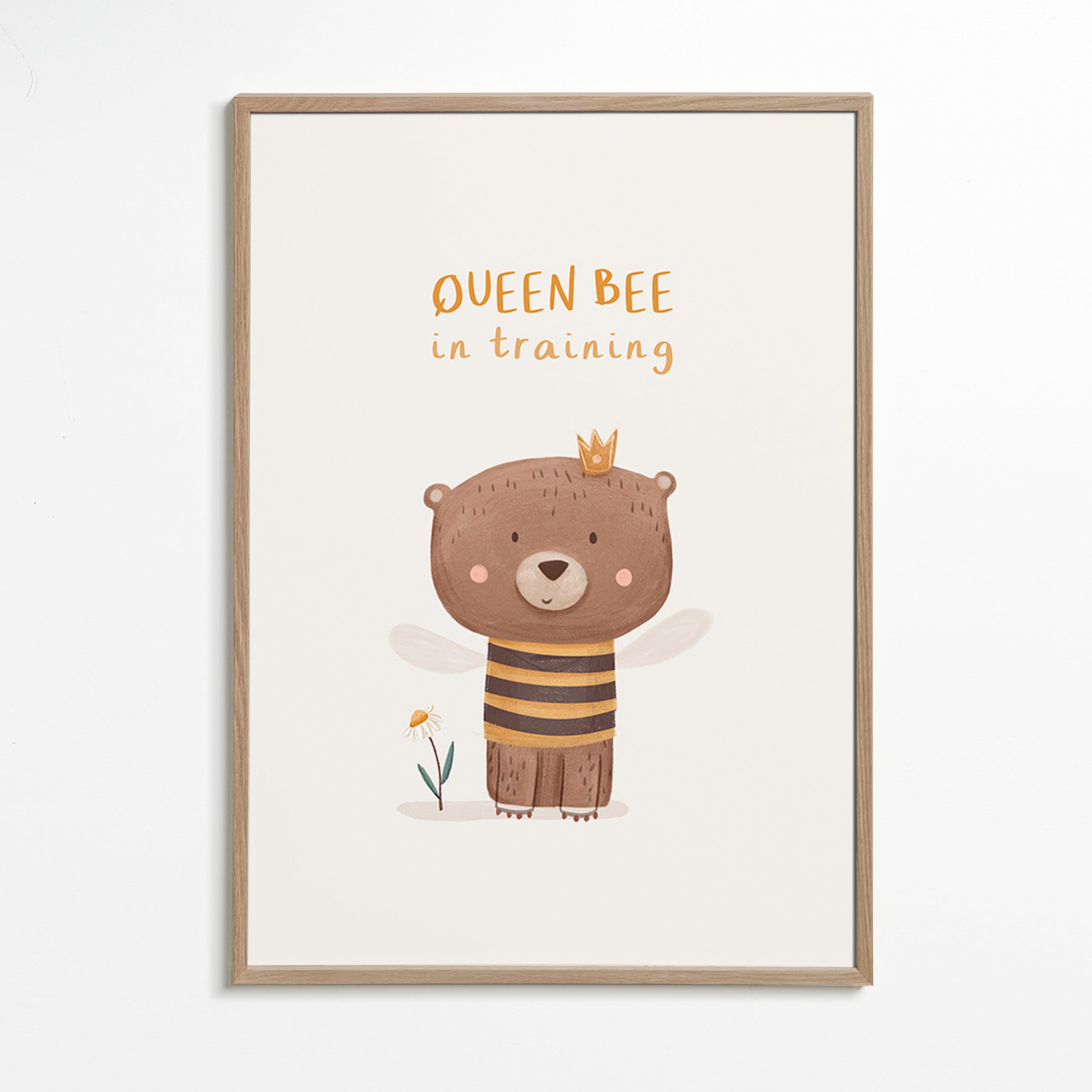 Lámina infantil con oso abeja – Oak Frame