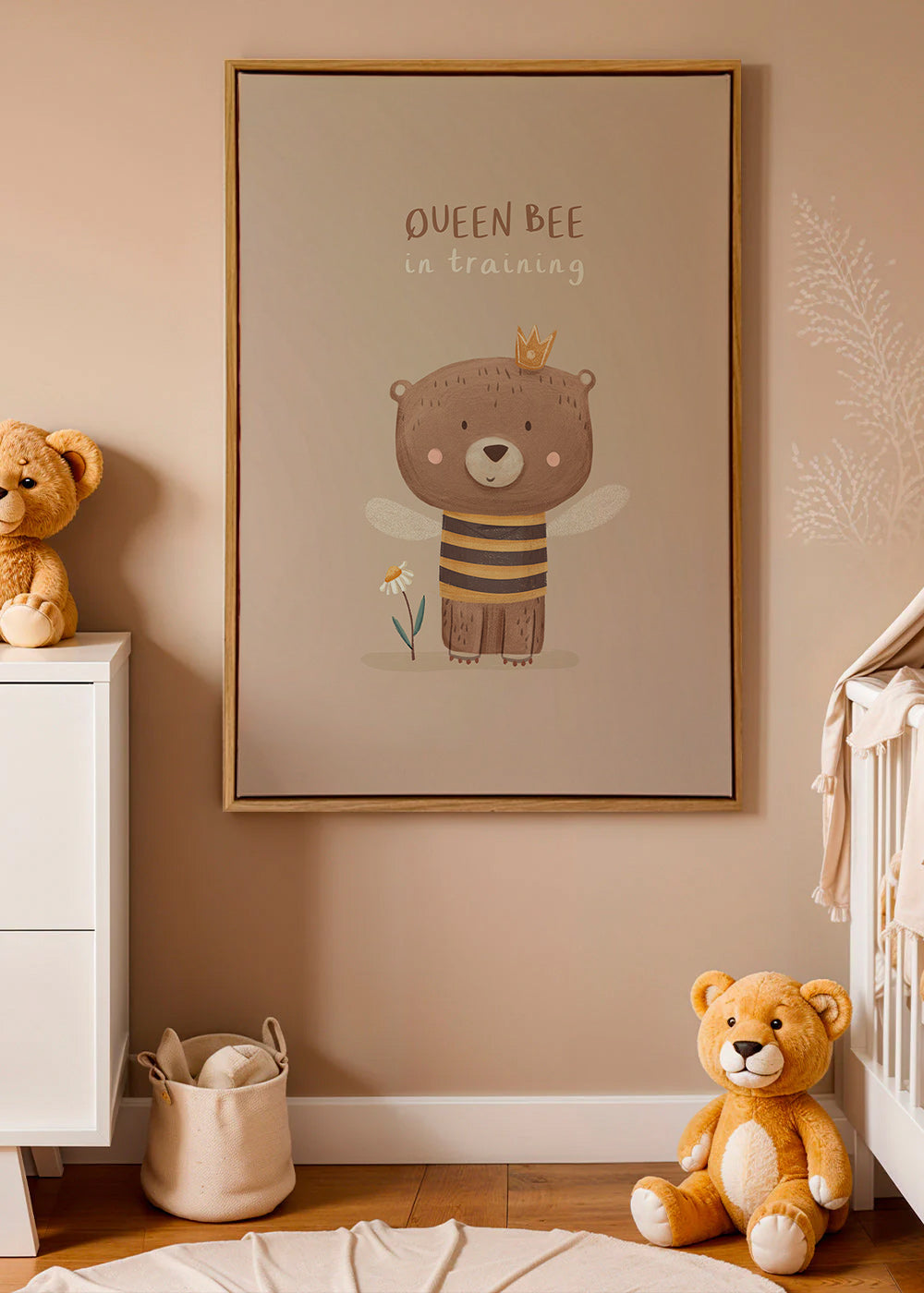 Lámina infantil oso abeja con corona – Canvas2