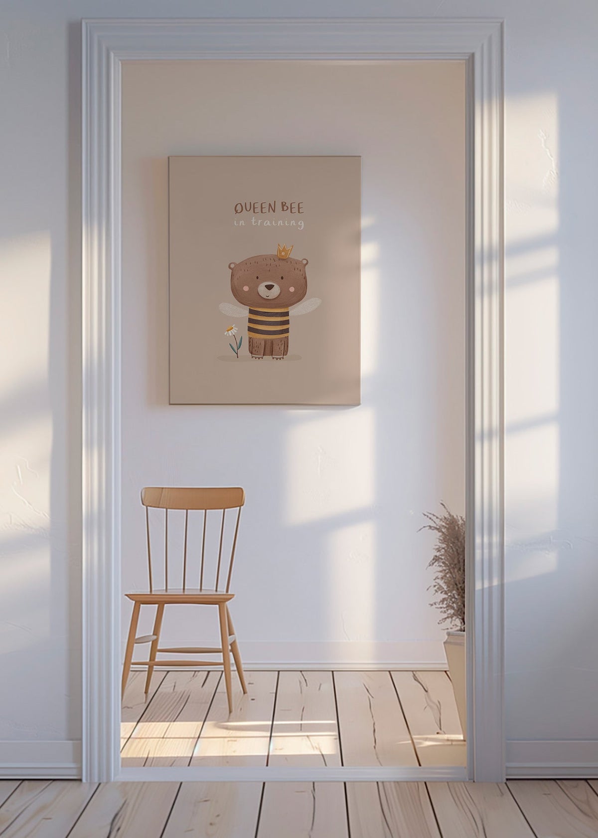Lámina infantil oso abeja con corona – Canvas