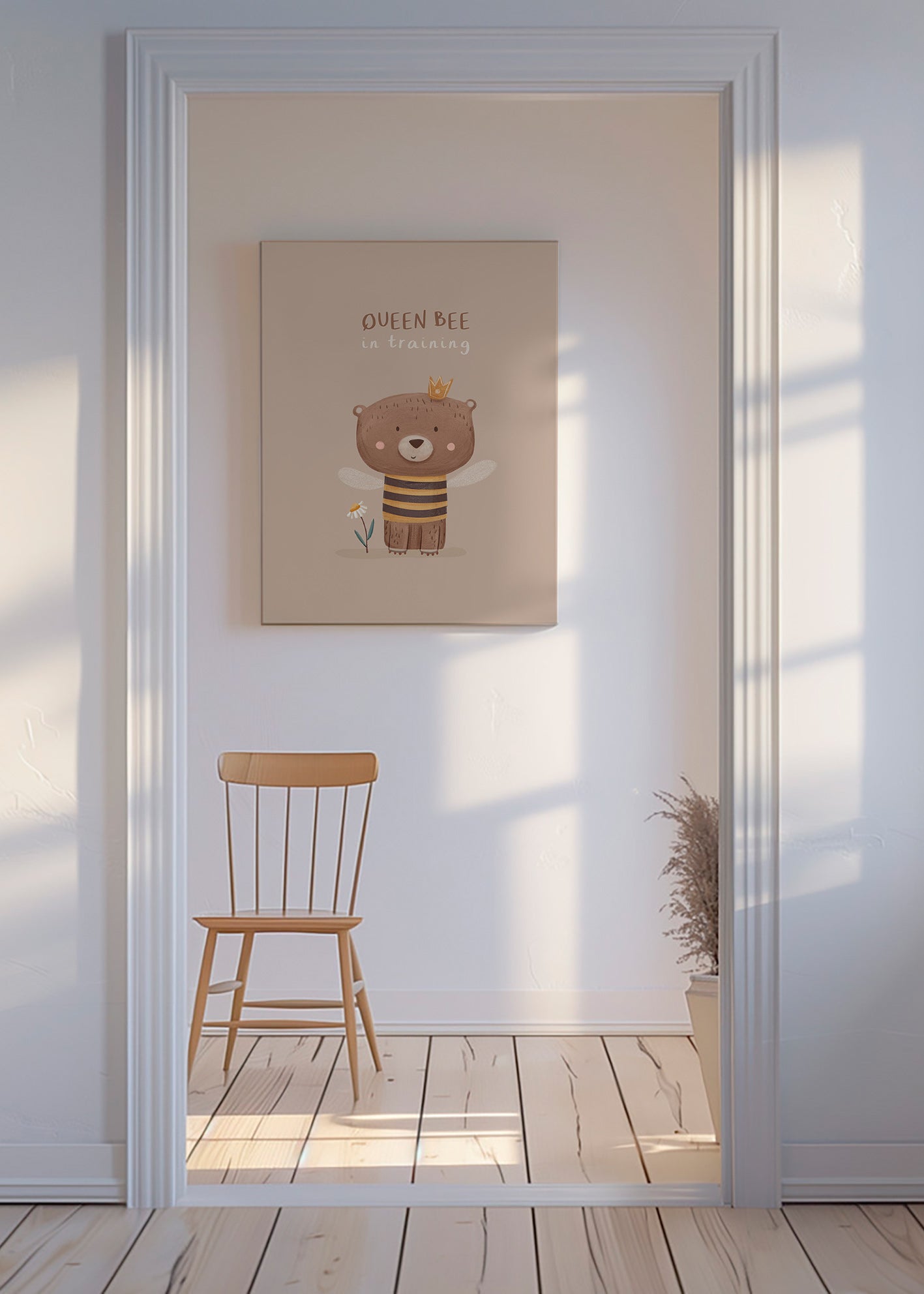 Lámina infantil oso abeja con corona – Canvas