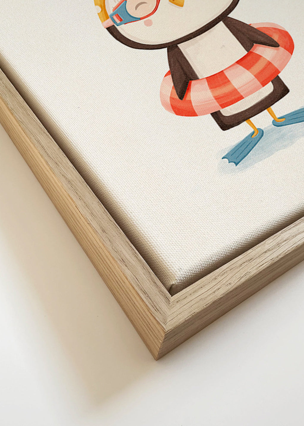 Lámina infantil con pingüino veraniego – Canvas detail