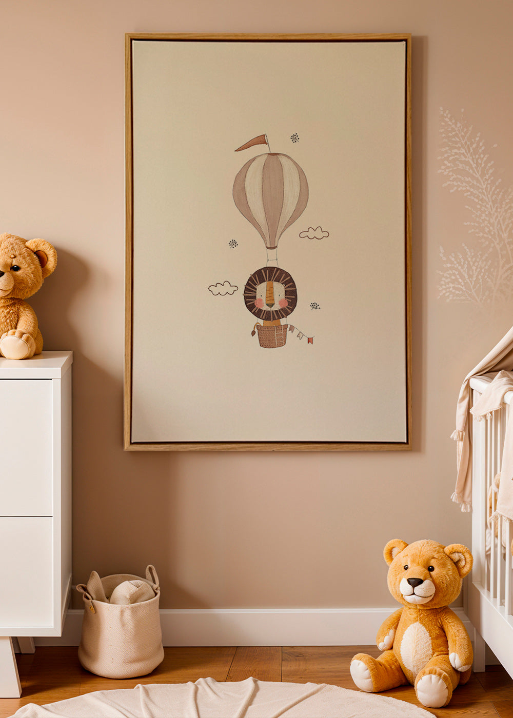 Lámina infantil: león en globo beige – Canvas1