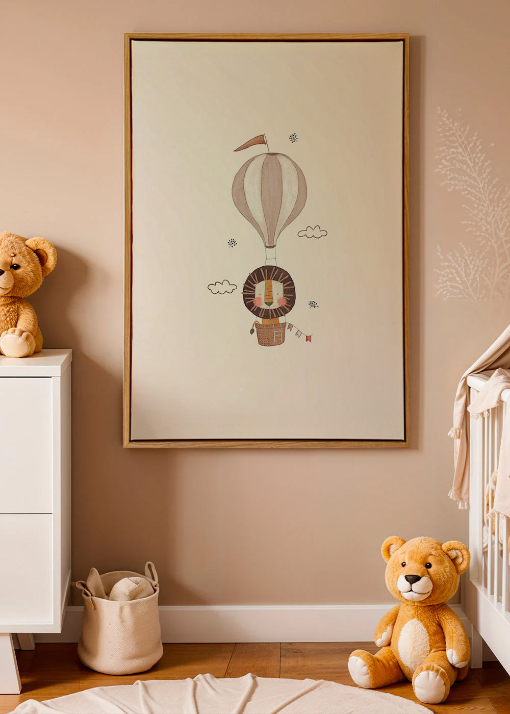 Lámina infantil: león en globo beige – Canvas2