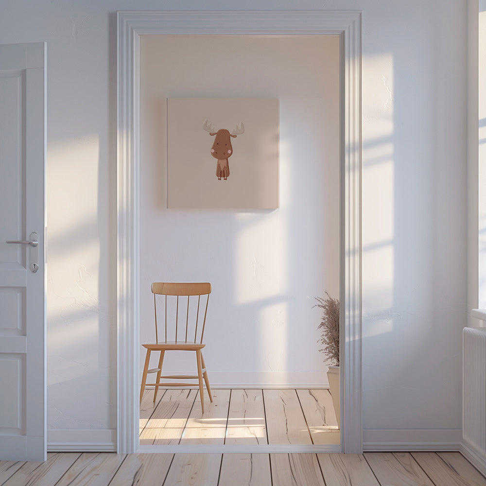 Cuadro alce minimalista con fondo beige – Canvas