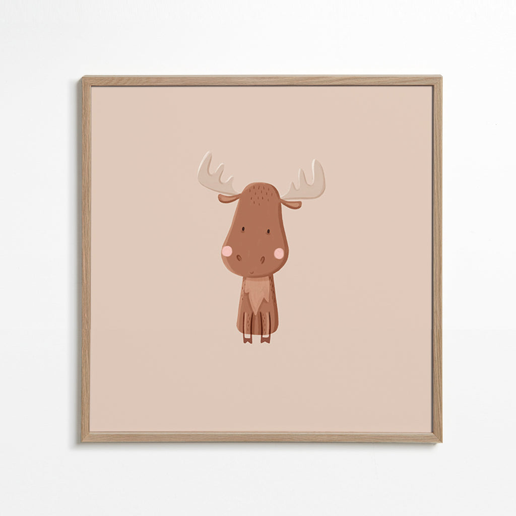 Cuadro alce minimalista con fondo beige – Oak Frame