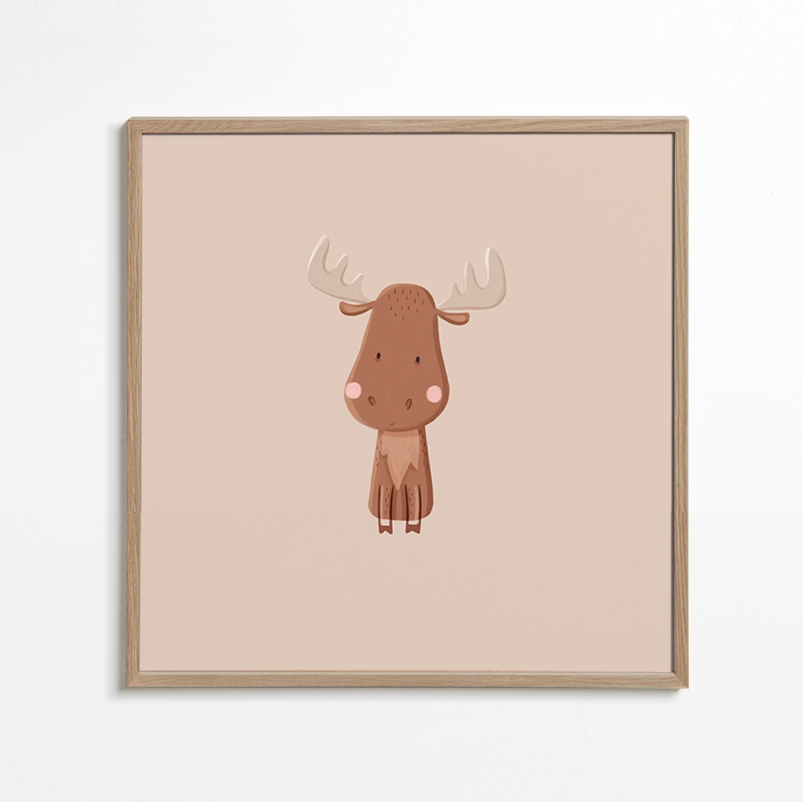 Cuadro alce minimalista con fondo beige – Oak Frame