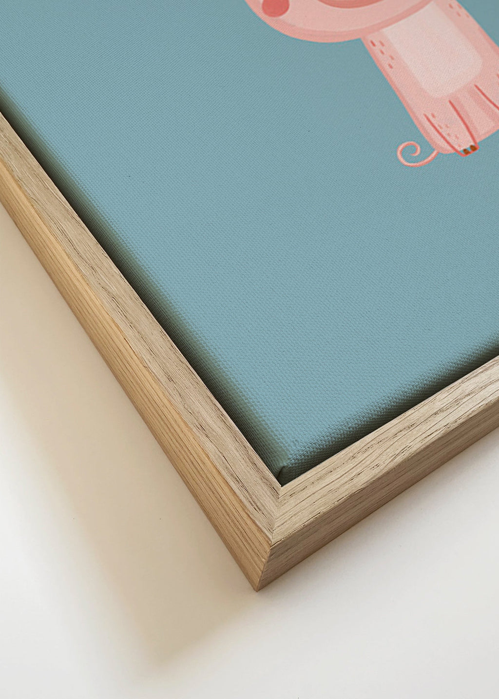Lámina infantil con cerdito rosa centrado – Canvas detail