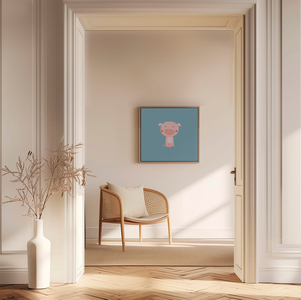 Lámina infantil con cerdito rosa centrado – Canvas1