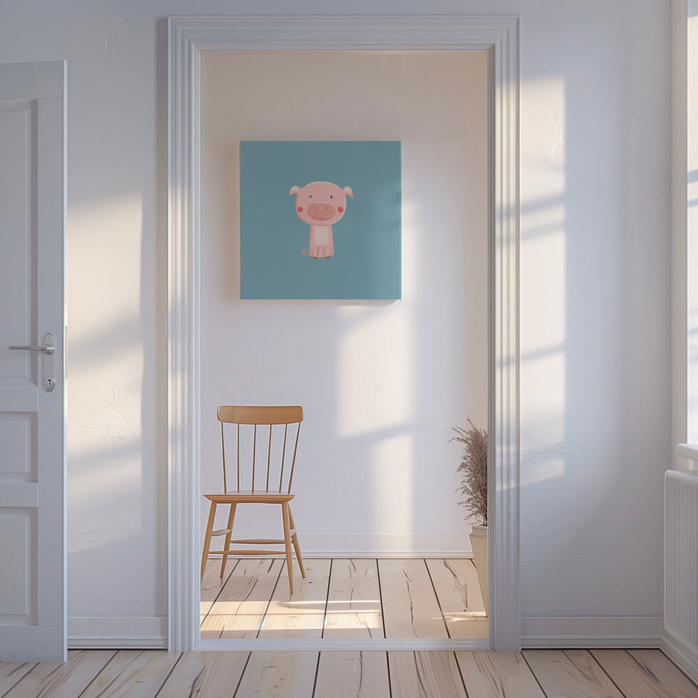 Lámina infantil con cerdito rosa centrado – Canvas