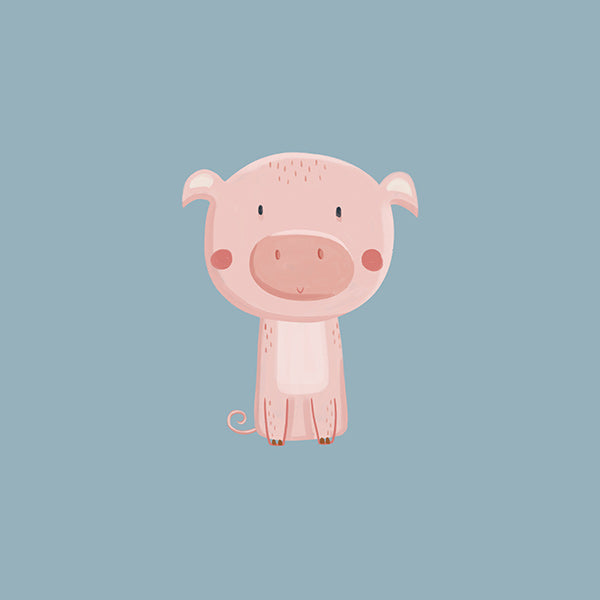 Lámina infantil con cerdito rosa centrado
