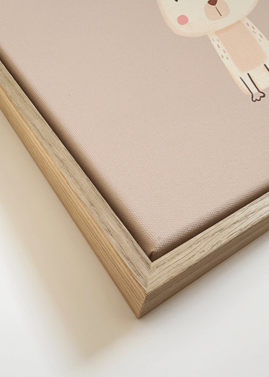Lámina infantil conejo minimal con fondo beige – Canvas detail