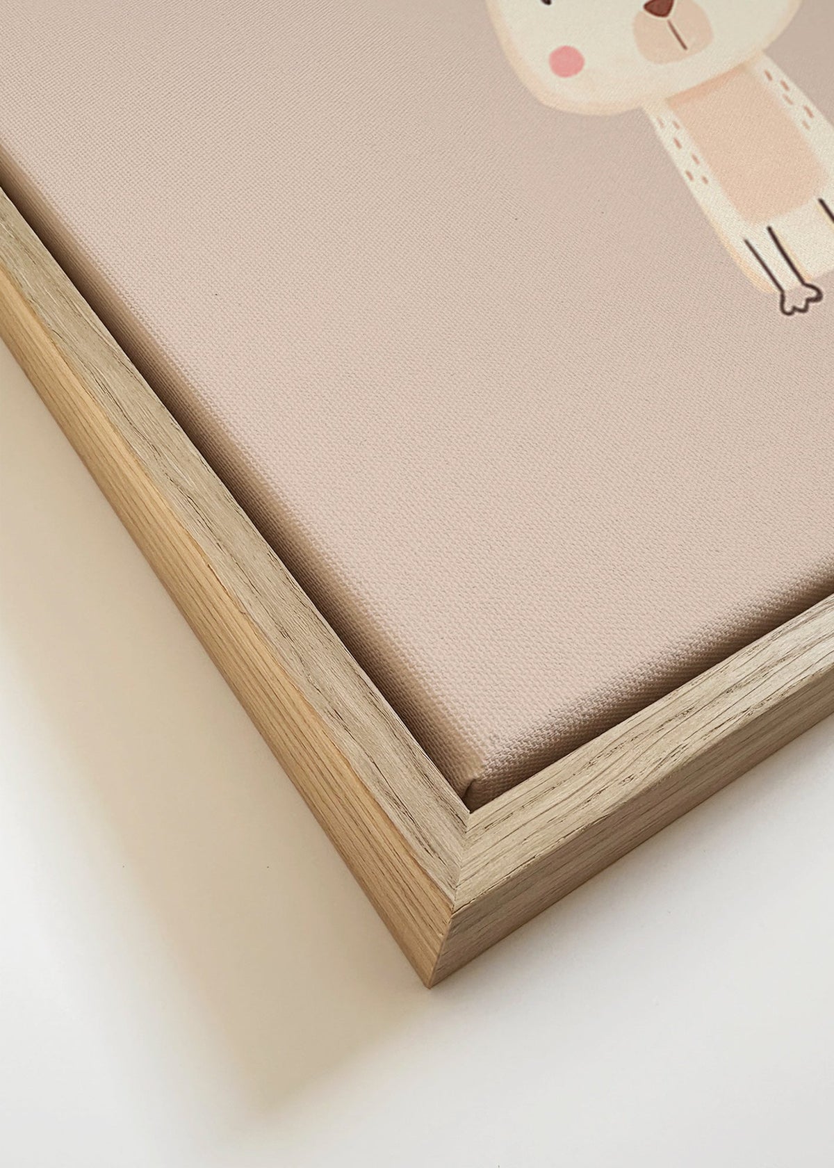 Lámina infantil conejo minimal con fondo beige – Canvas detail