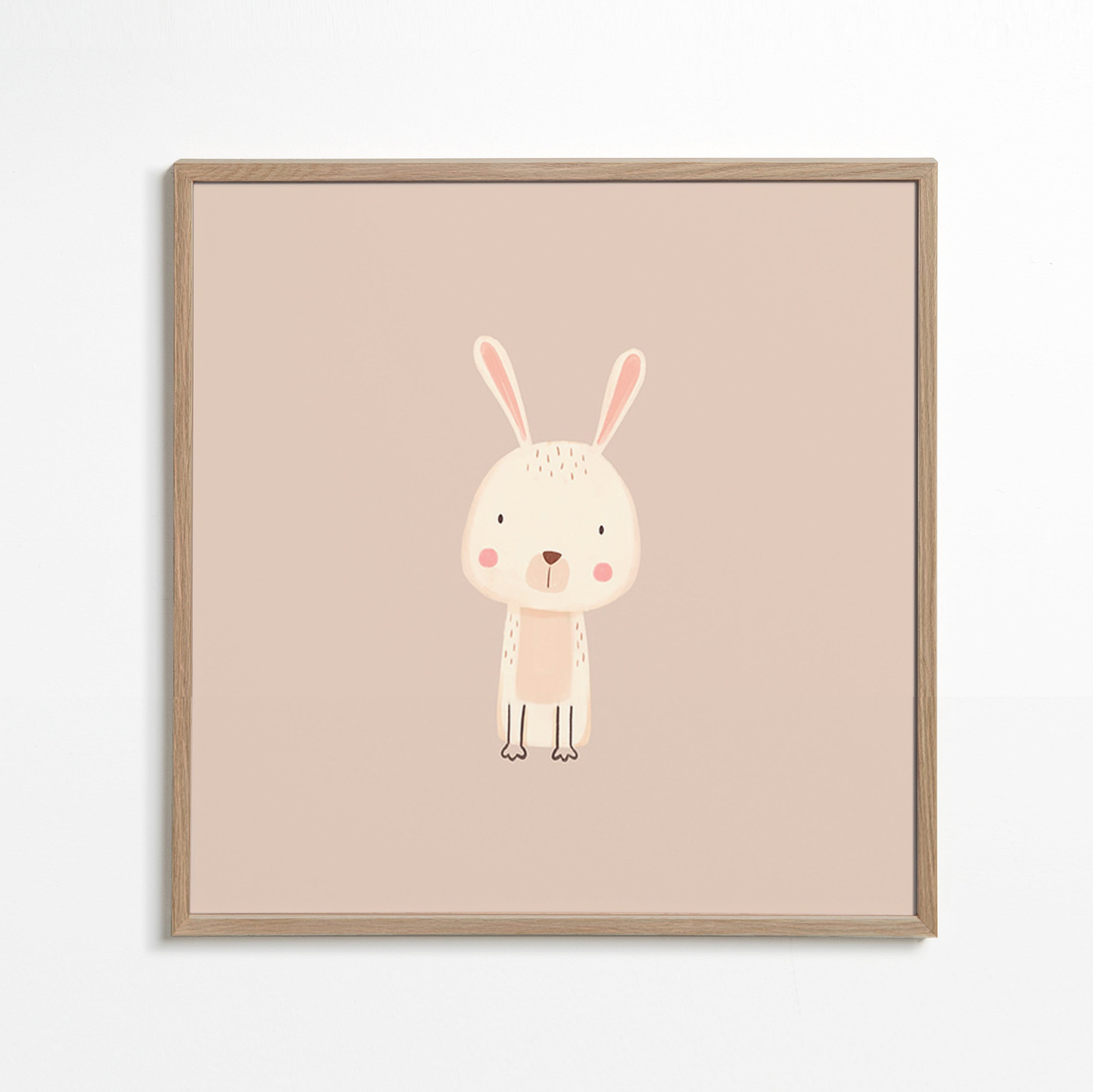 Lámina infantil conejo minimal con fondo beige – Oak Frame