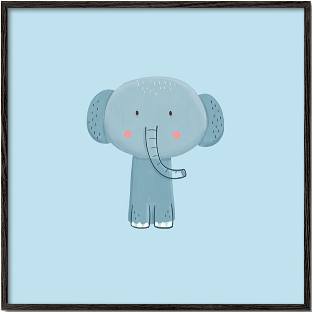Lámina infantil con elefante azul – Black Frame