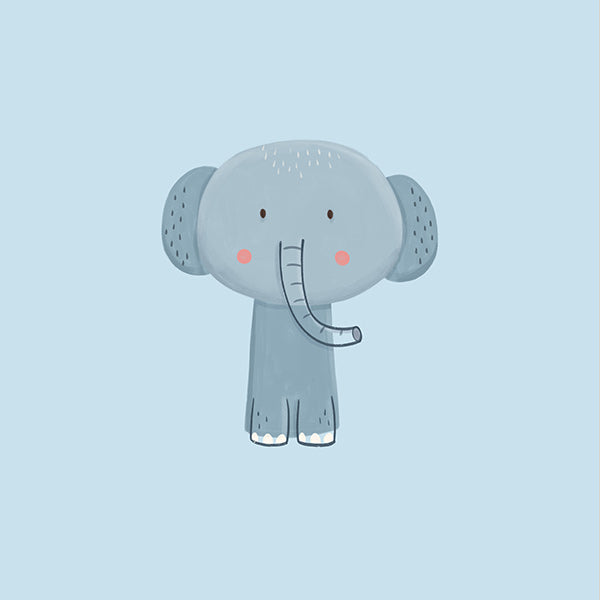 Lámina infantil con elefante azul