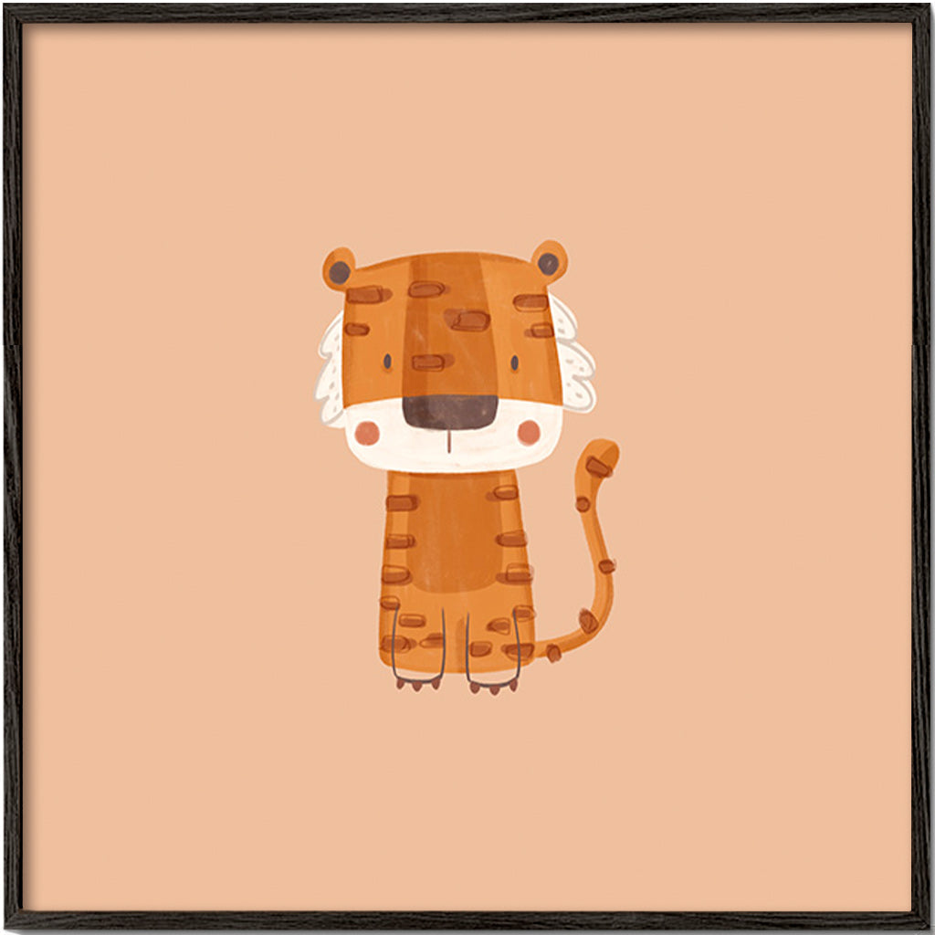 Cuadro tigre ilustrado minimalista – Black Frame