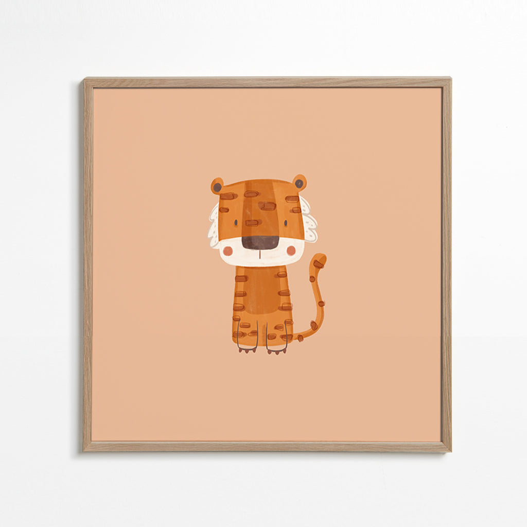 Cuadro tigre ilustrado minimalista – Oak Frame