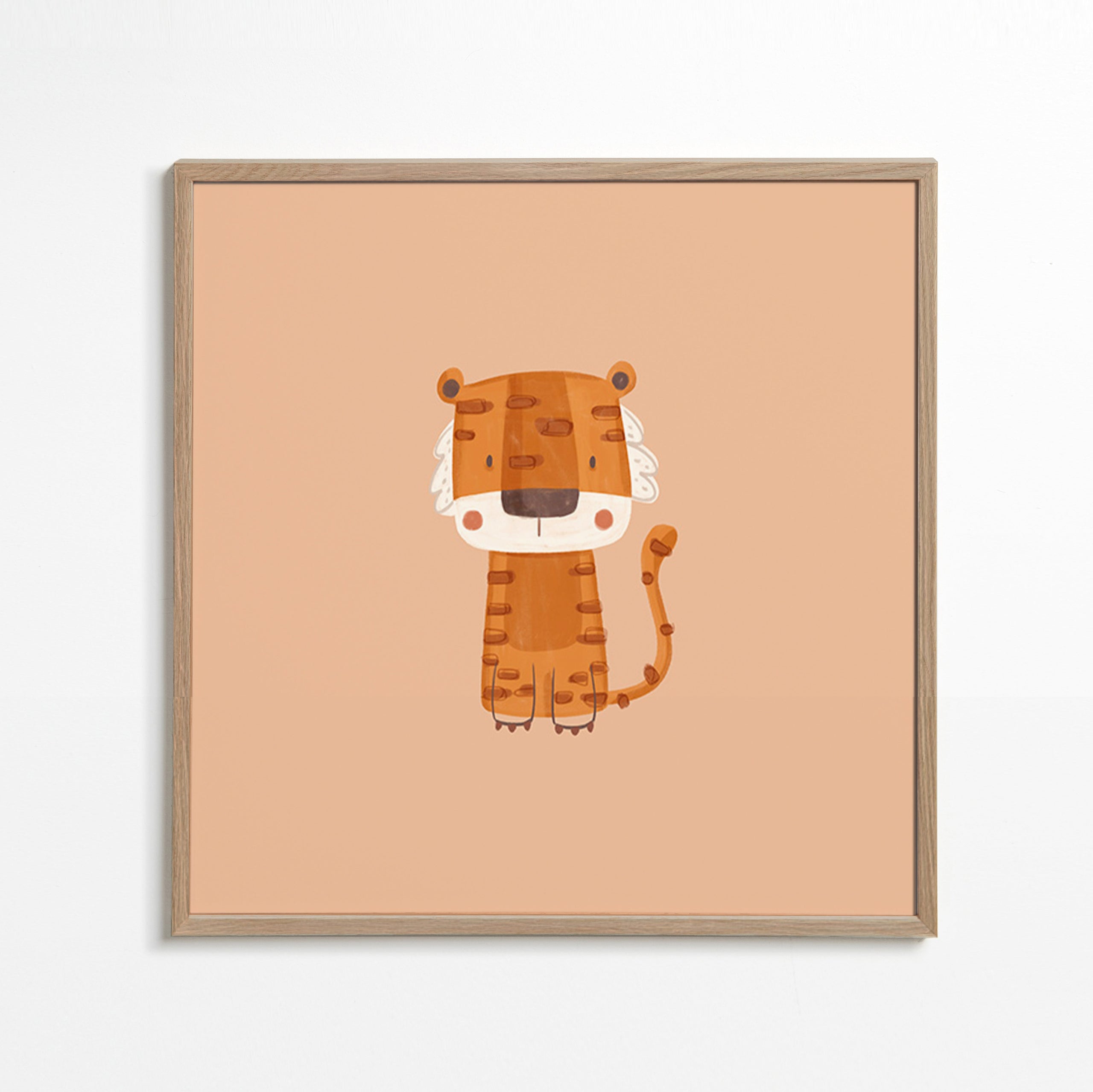 Cuadro tigre ilustrado minimalista – Oak Frame