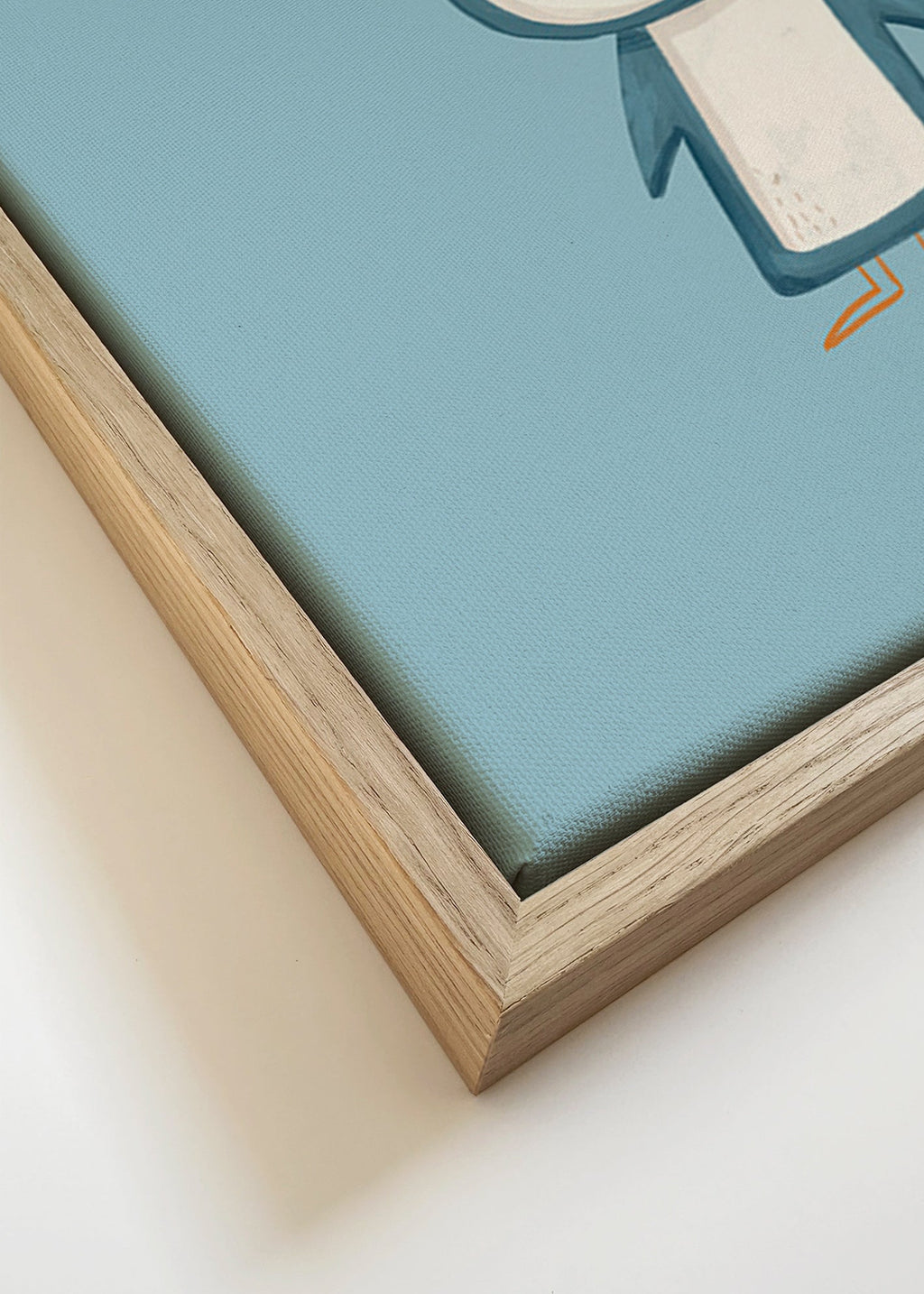 Cuadro pingüino ilustrado sobre fondo azul – Canvas detail