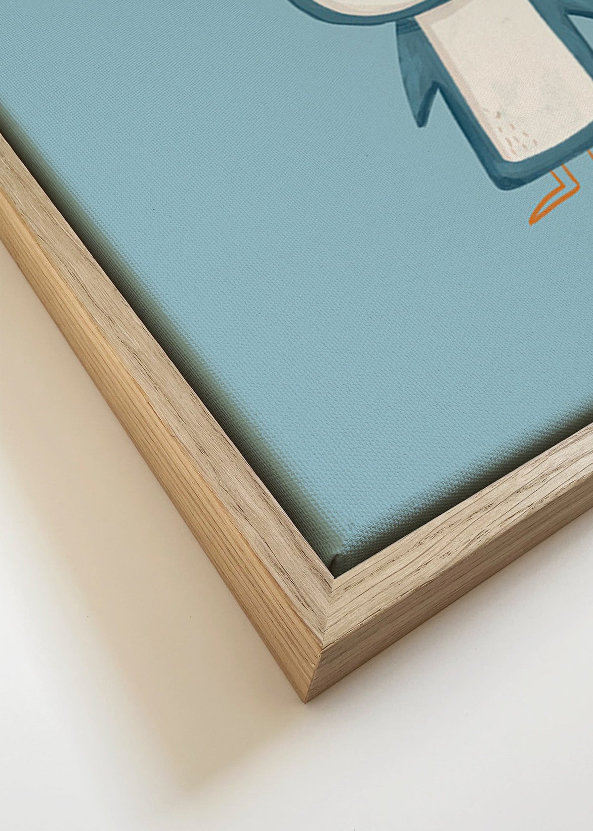 Cuadro pingüino ilustrado sobre fondo azul – Canvas detail