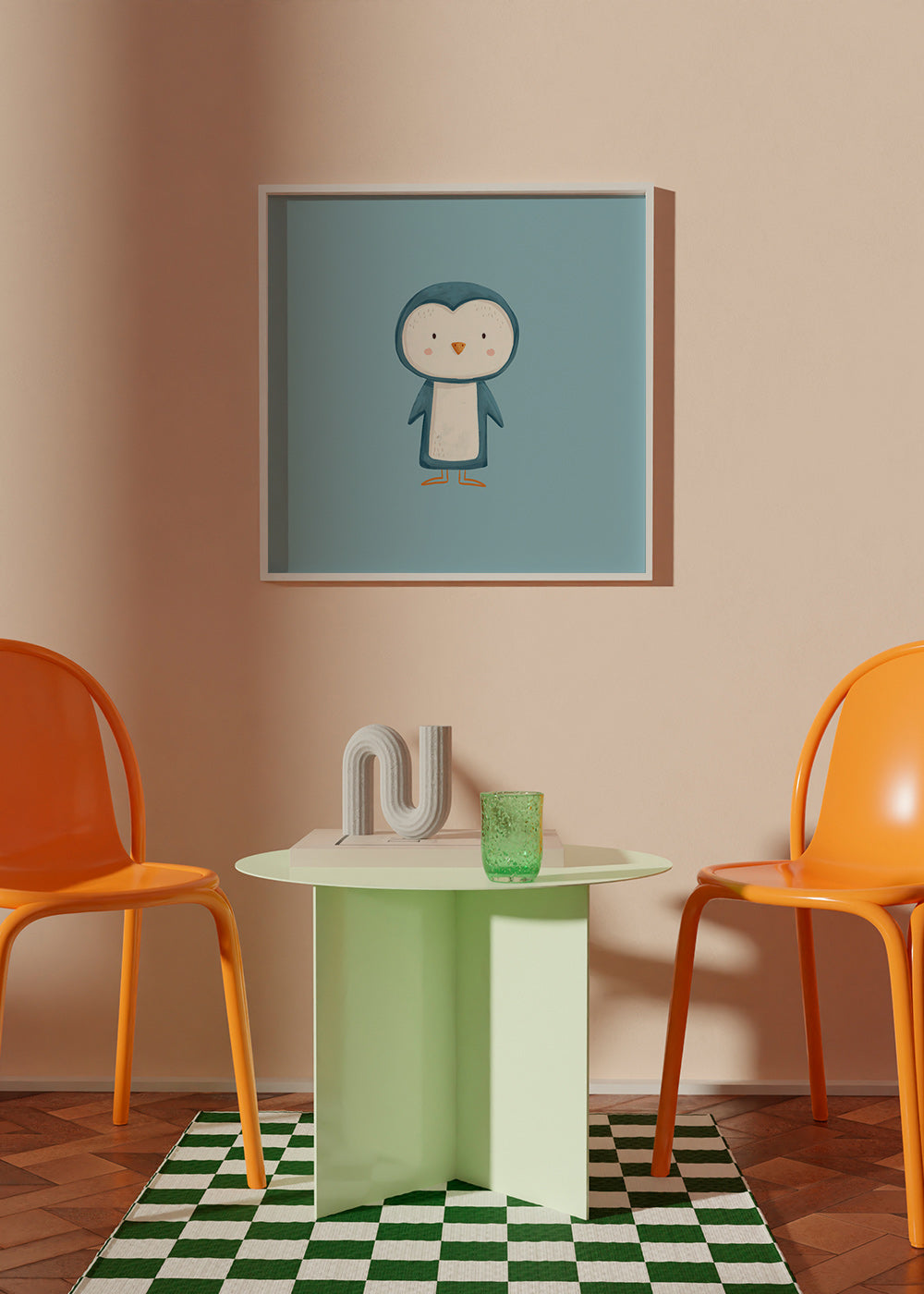 Cuadro pingüino ilustrado sobre fondo azul – Product2