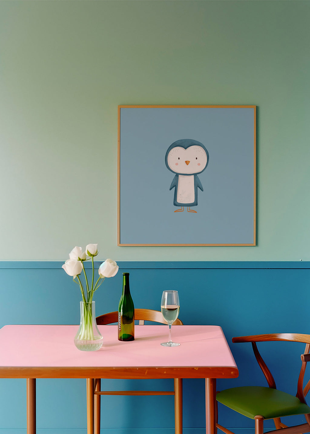 Cuadro pingüino ilustrado sobre fondo azul – Product3