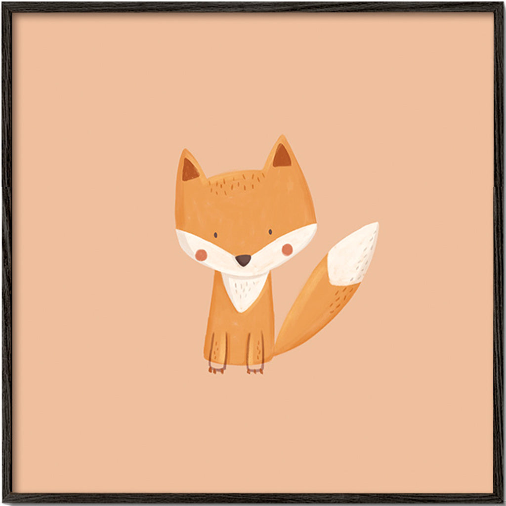 Lámina infantil con zorro simpático – Black Frame