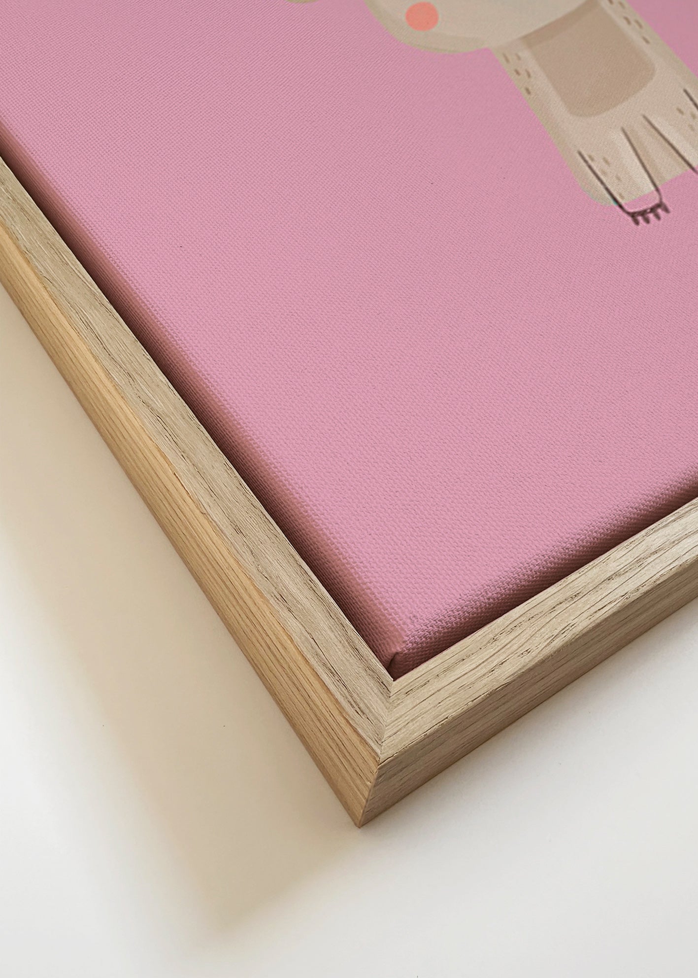 Lámina infantil: koala rosa minimal – Canvas detail