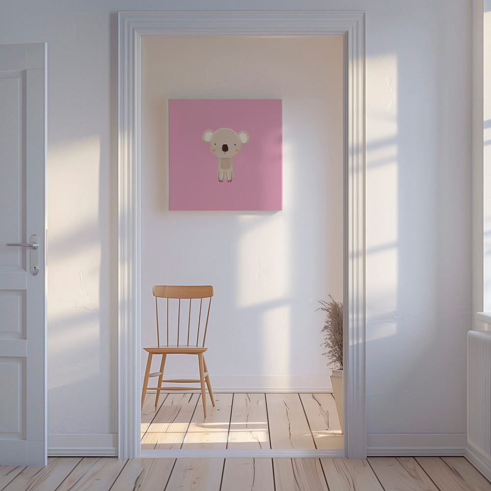 Lámina infantil: koala rosa minimal – Canvas
