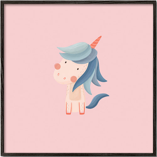 Lámina infantil: unicornio tierno – Black Frame