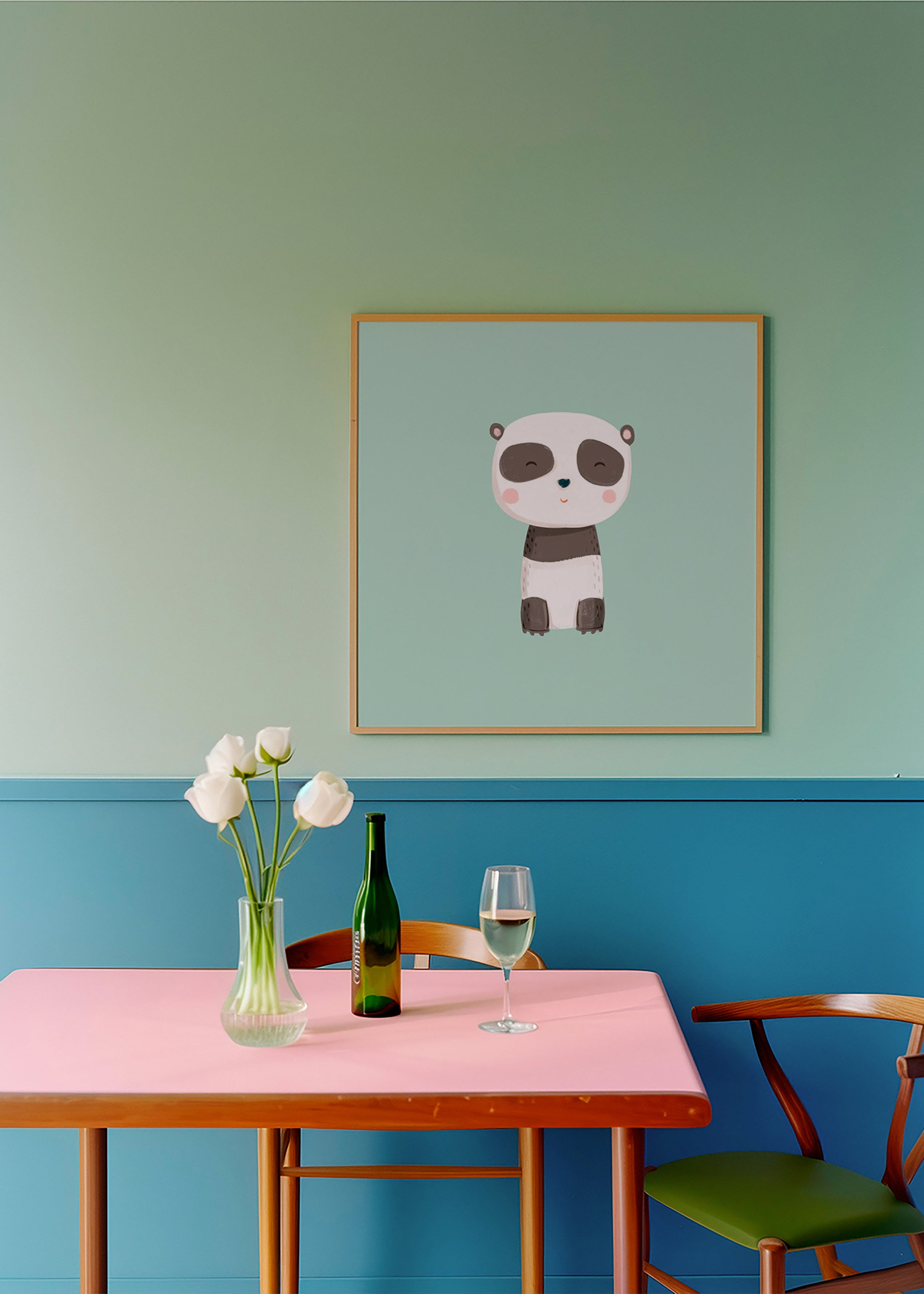 Lámina infantil de panda sonriente sobre fondo mint – Product2