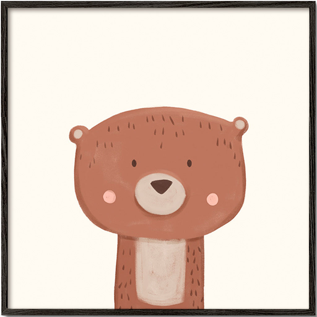 Lámina infantil oso dulce sobre fondo crema – Black Frame