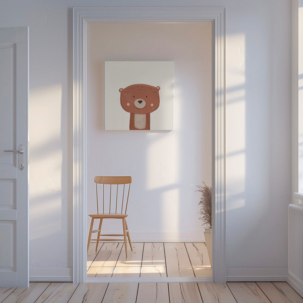 Lámina infantil oso dulce sobre fondo crema – Canvas