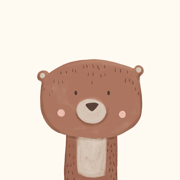 Lámina infantil oso dulce sobre fondo crema