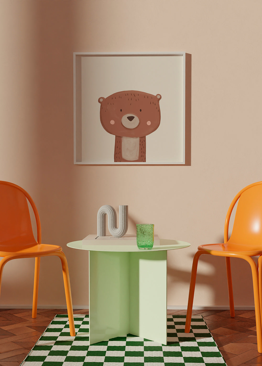 Lámina infantil oso dulce sobre fondo crema – Product1