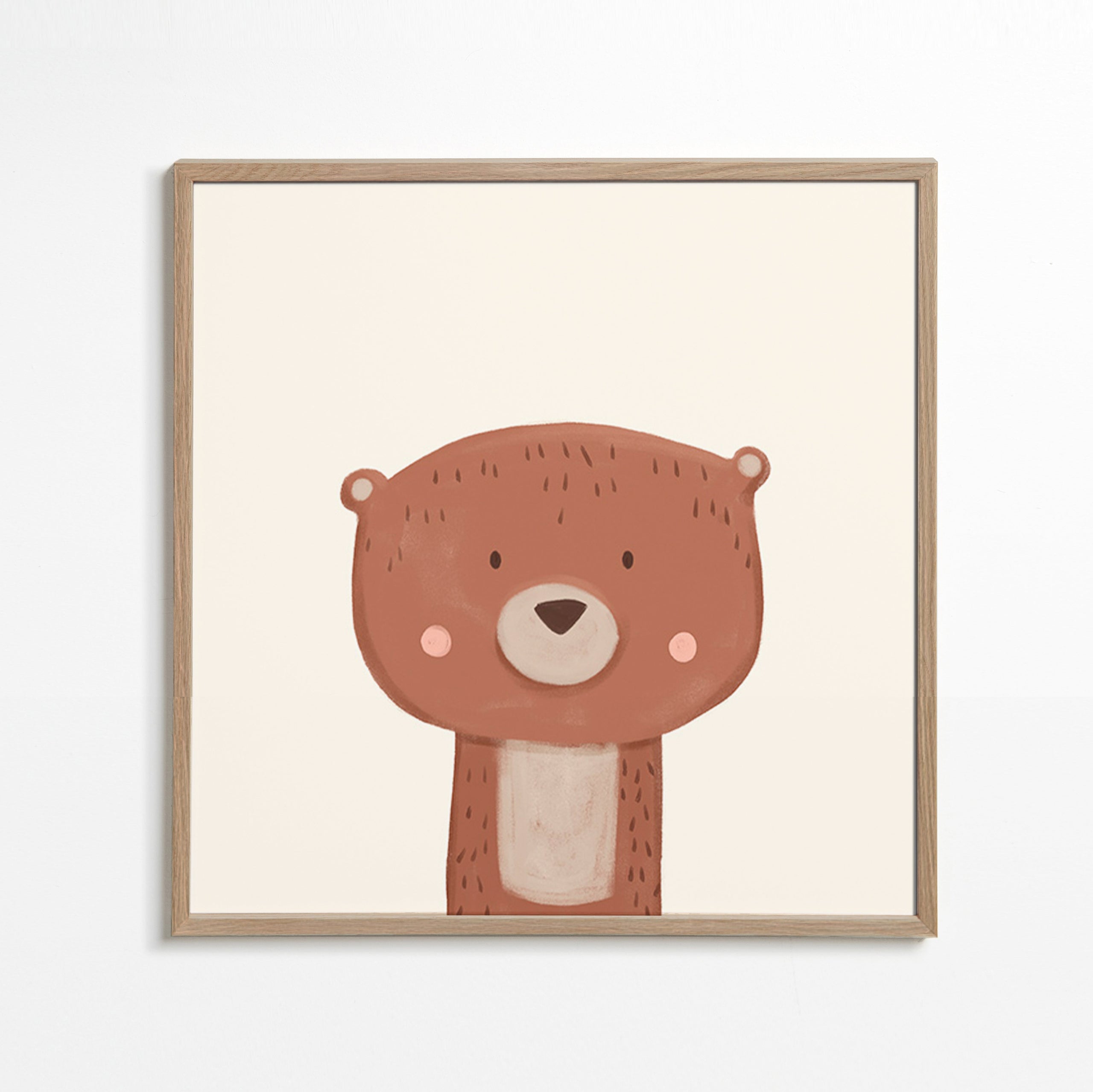 Lámina infantil oso dulce sobre fondo crema – Oak Frame