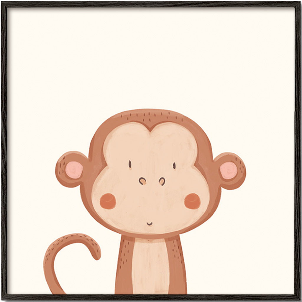 Lámina infantil mono sonriente – Black Frame