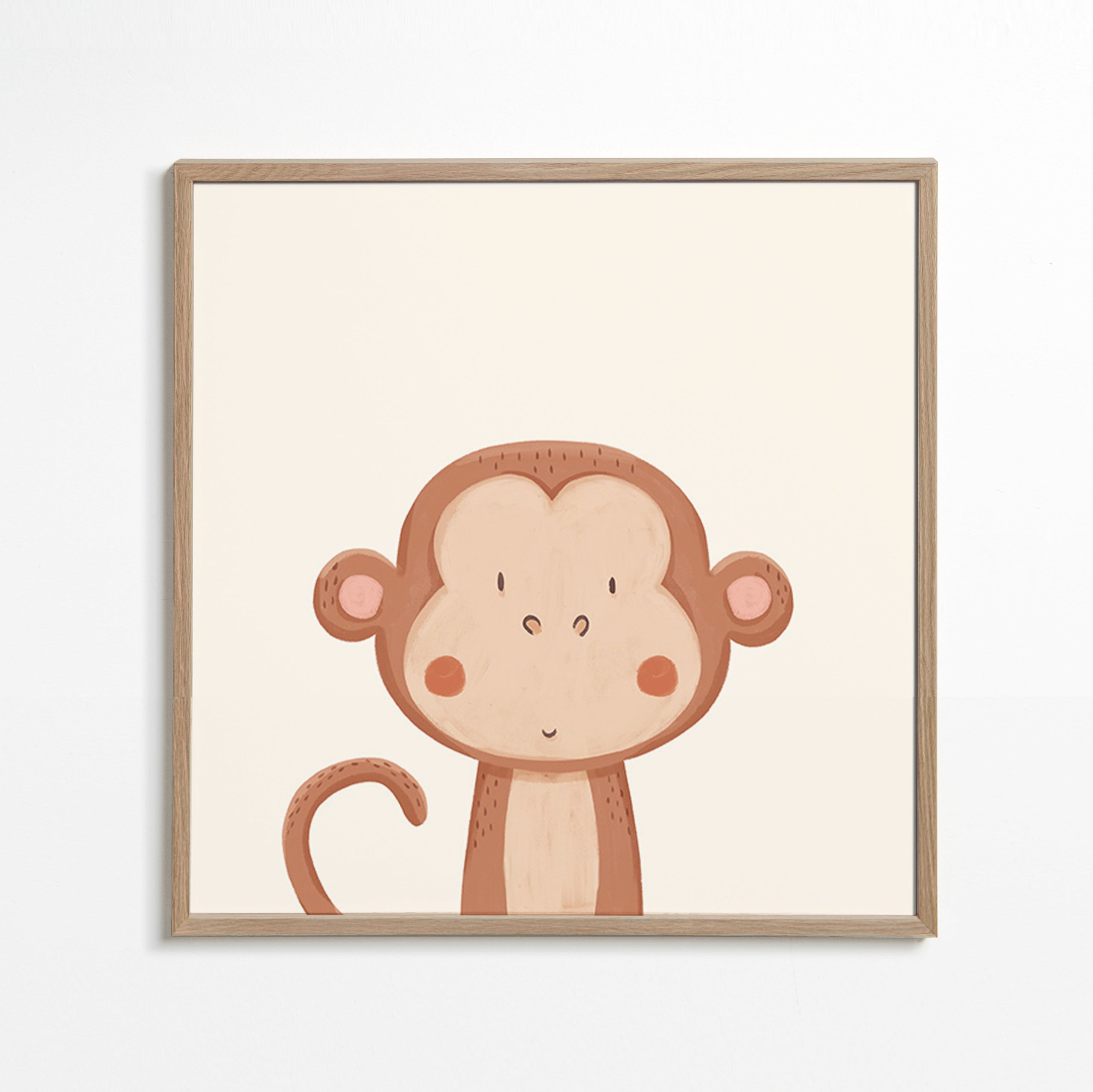 Lámina infantil mono sonriente – Oak Frame