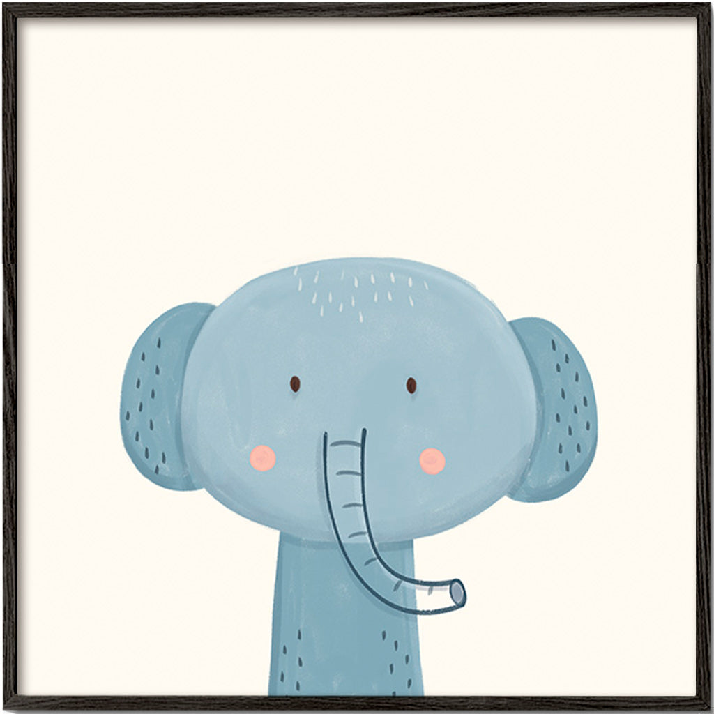 Lámina infantil elefante azul minimal – Black Frame