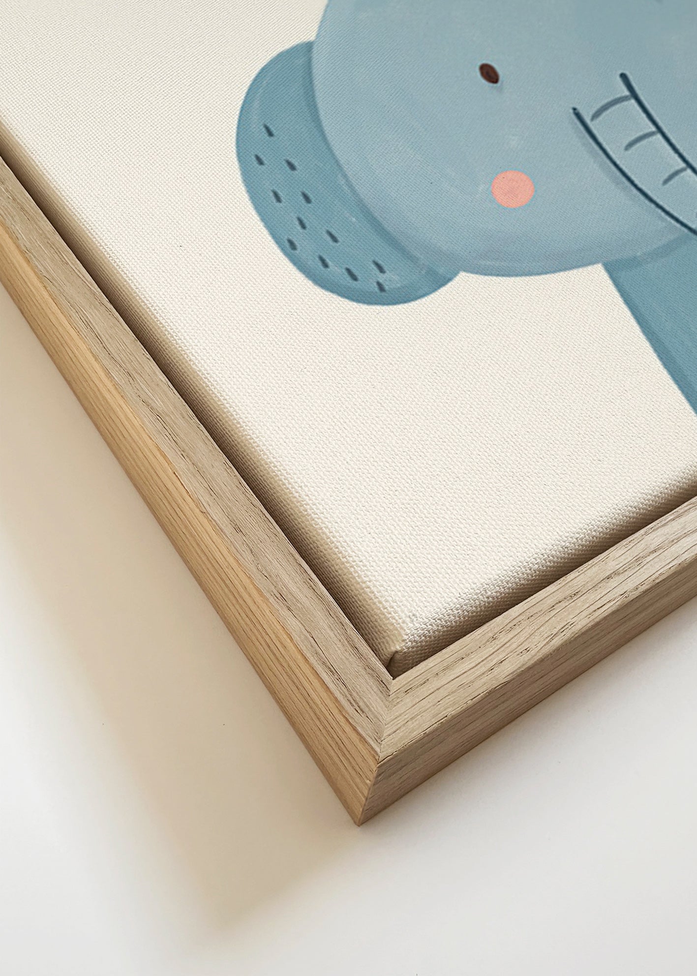 Lámina infantil elefante azul minimal – Canvas detail