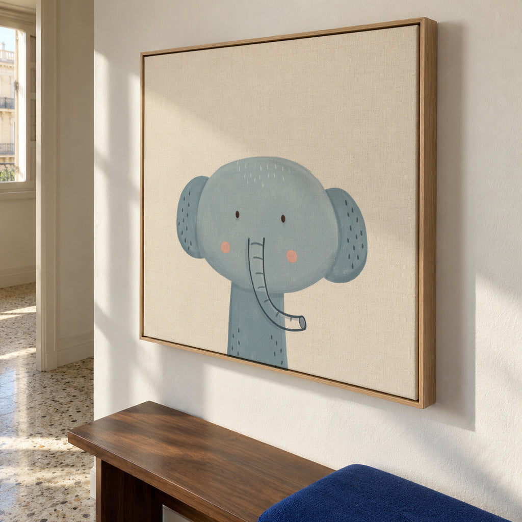Sweet elephant - Framed canvas in an interior