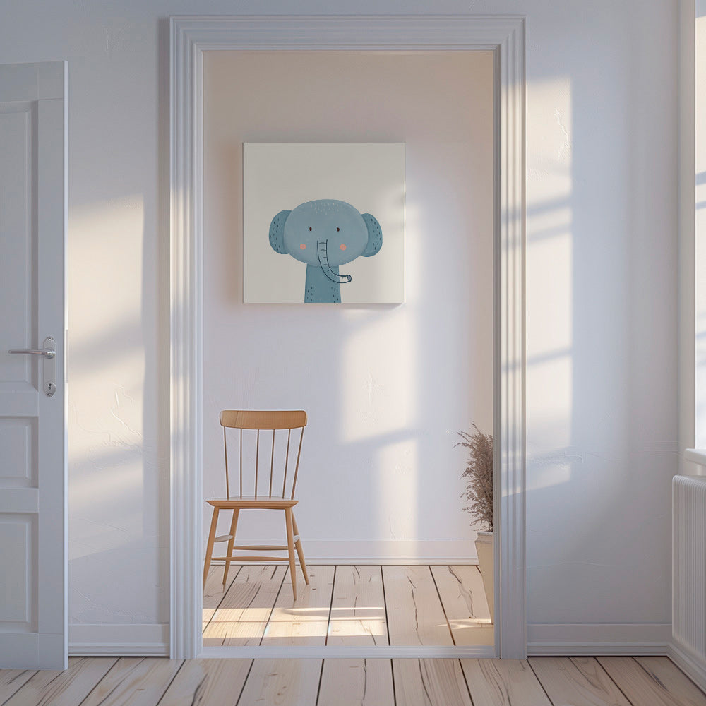 Lámina infantil elefante azul minimal – Canvas