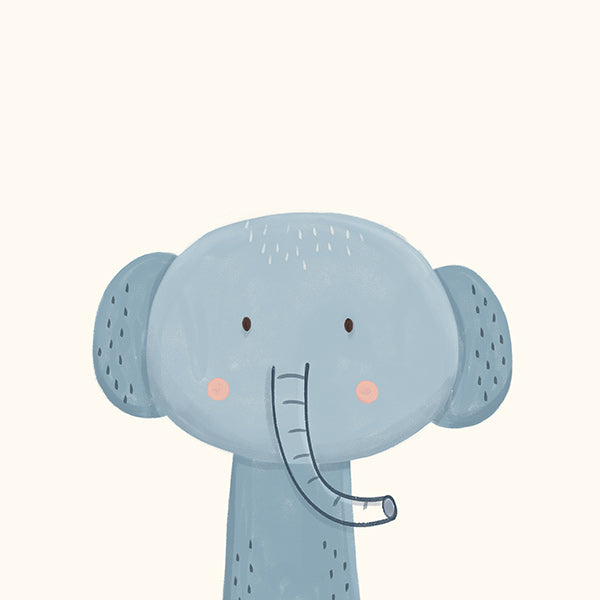 Lámina infantil elefante azul minimal